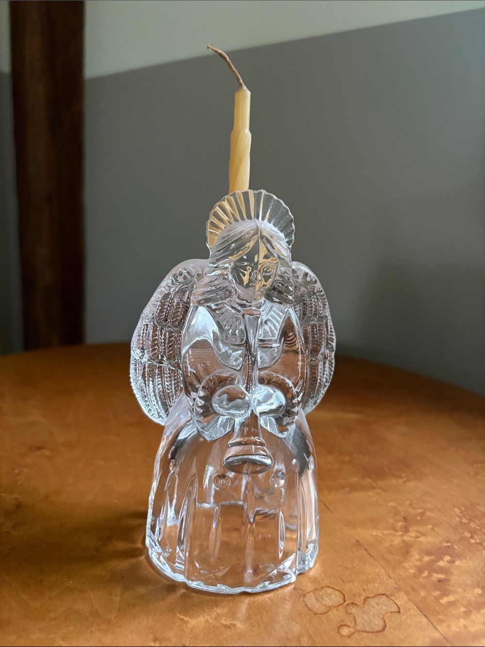 Mikasa Crystal Trumpeting Angel Small Taper Candle Holder Made In Austria